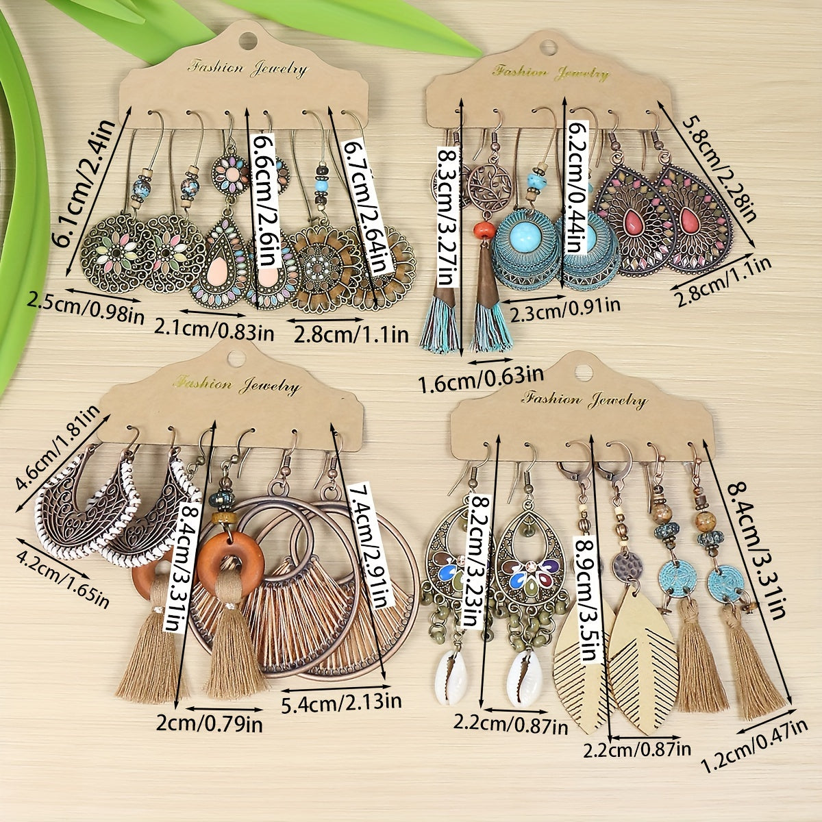 Boho Magic 12-Pair Earring Set – Tribal, Tassel & Shell Collection