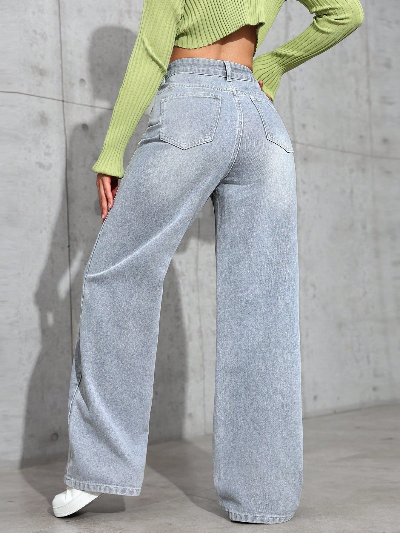High-Rise Light Wash Wide-Leg Denim Jeans for Women