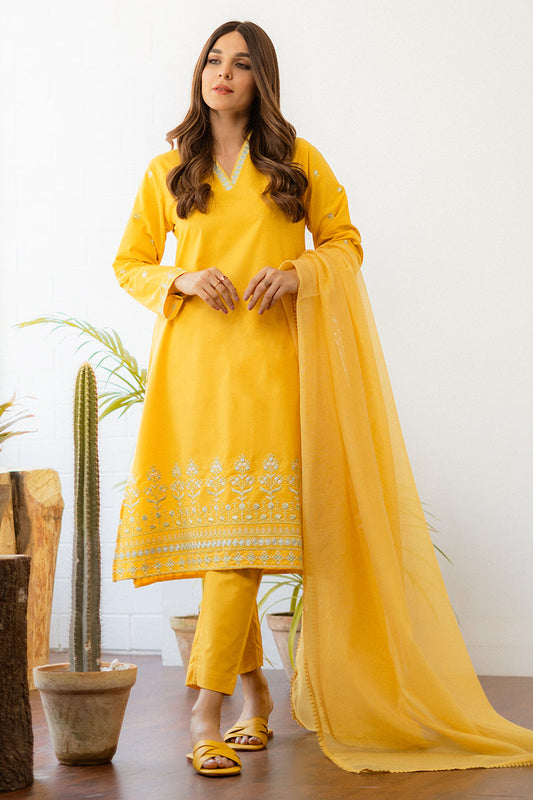 Mustard Yellow Embroidered Kurta Set with Matching Pants & Dupatta – Festive Elegance