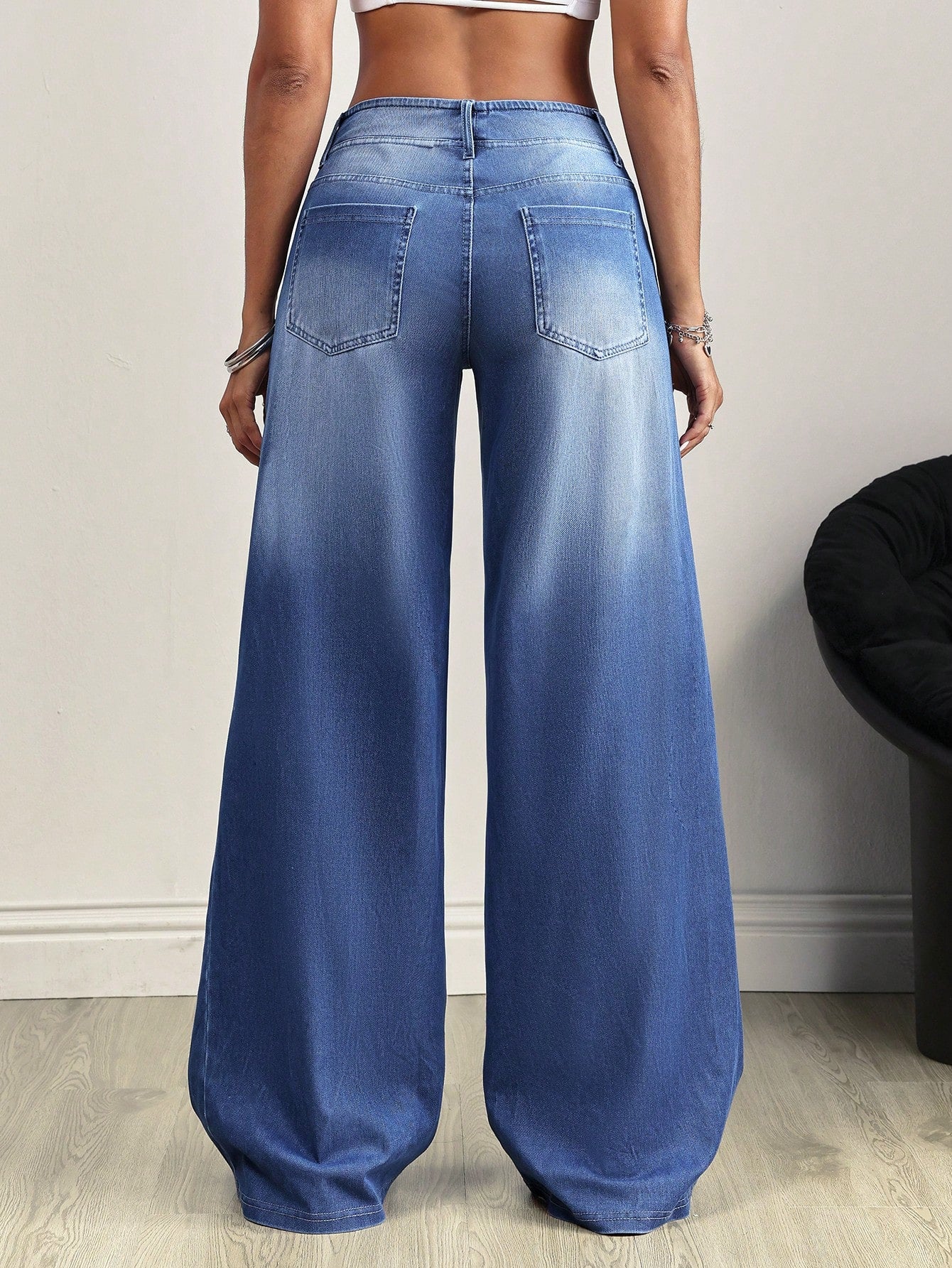 High-Waist Tummy Control Stretch Wide-Leg Compression Jeans for Women