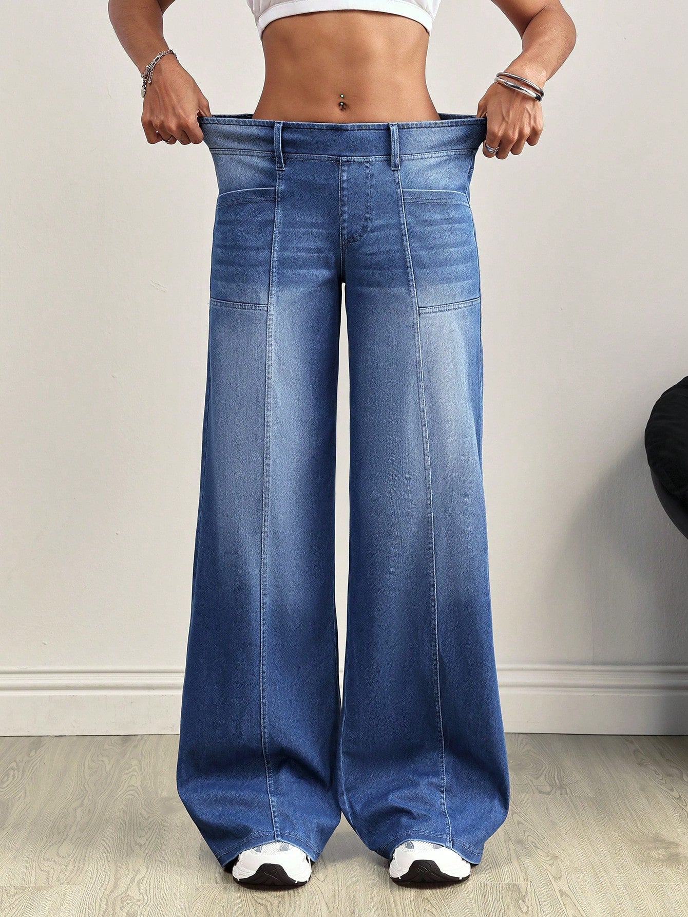 High-Waist Tummy Control Stretch Wide-Leg Compression Jeans for Women