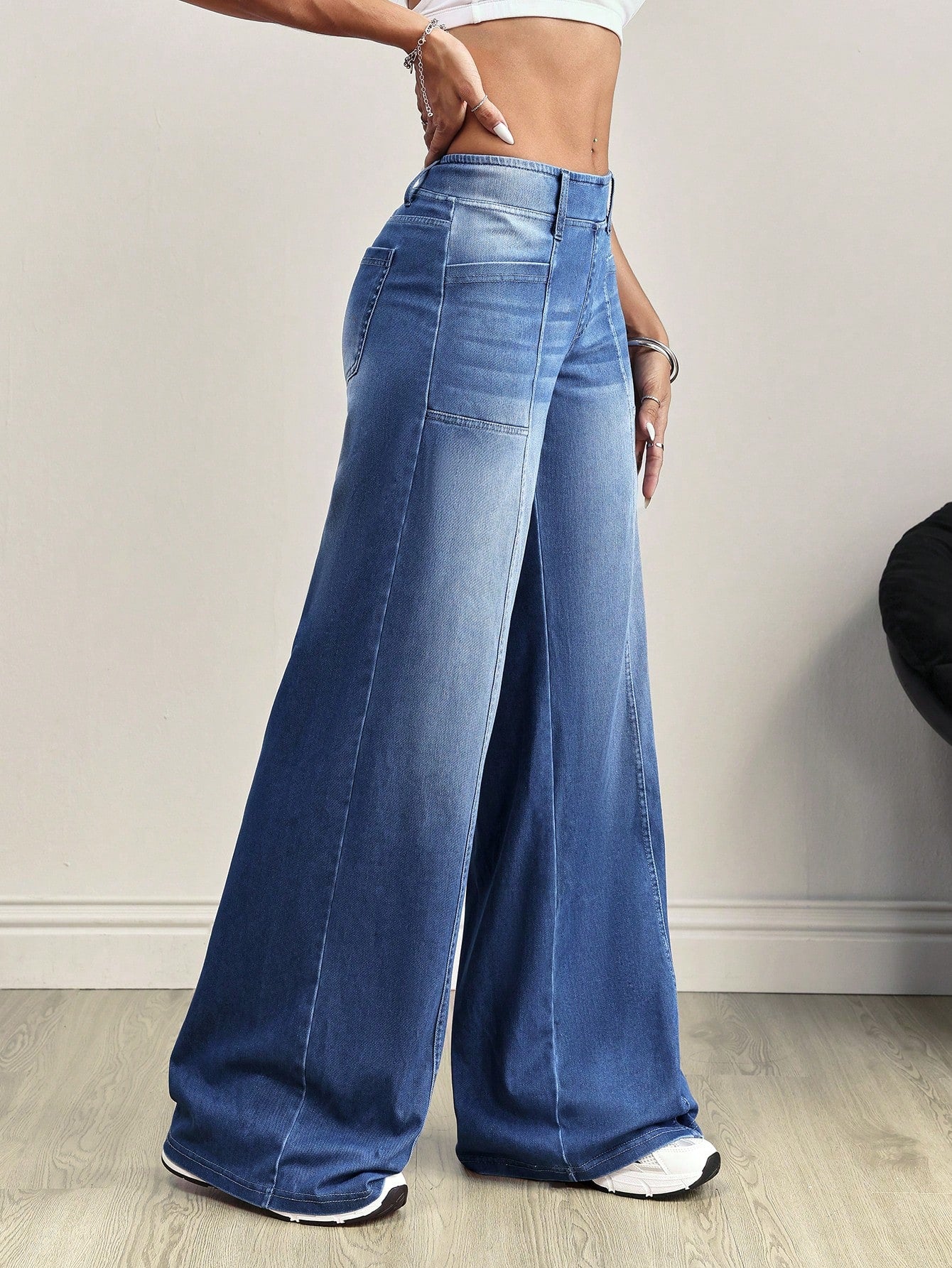 High-Waist Tummy Control Stretch Wide-Leg Compression Jeans for Women