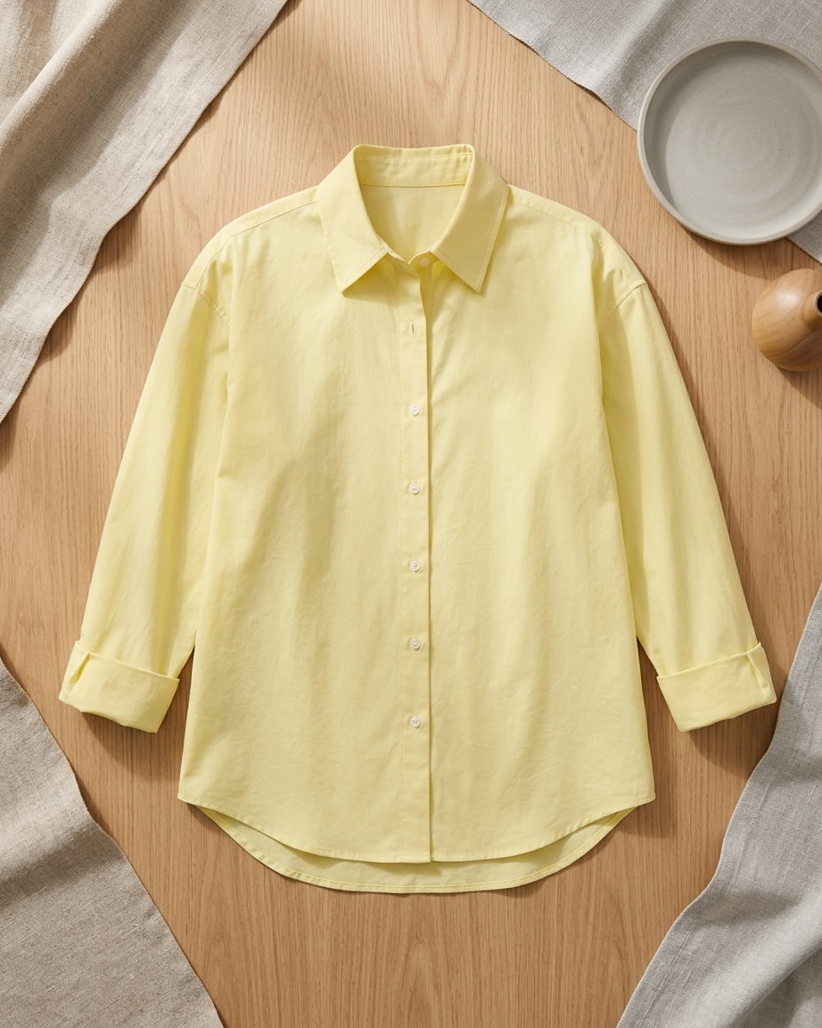 Butter Yellow Essential Long Sleeve Oversized Shirt