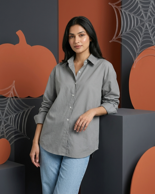 Grey Essential Long Sleeve Oversized Shirt